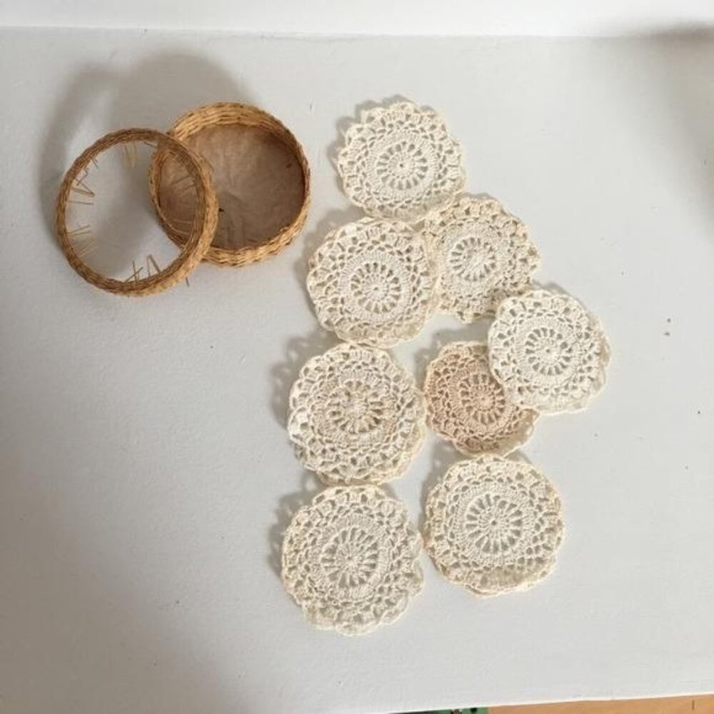 10 handmade crochet coasters